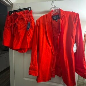 Women's Red Blazer & Shorts